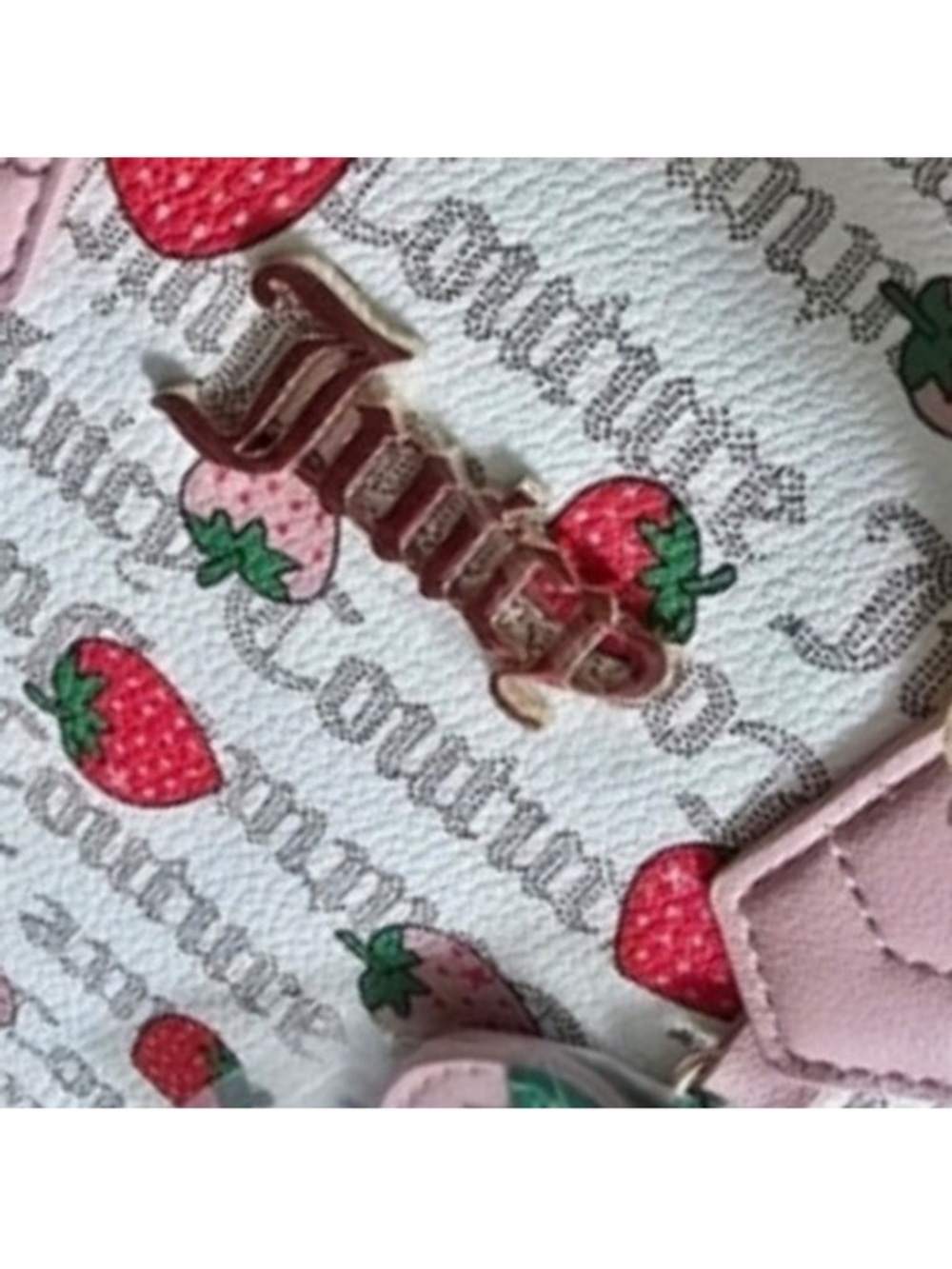 Vintage Juicy Couture Pink Strawberry Print Dome Satchel - Picture 8 of 16